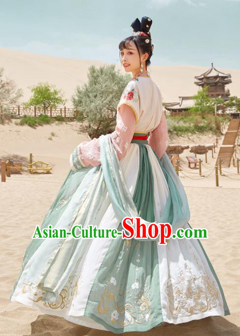 Traditional Chinese Tang Dynasty Palace Princess Embroidered Hanfu Dress Ancient Drama Court Dancer Historical Costume for Women