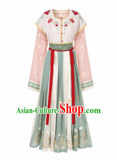 Traditional Chinese Tang Dynasty Palace Princess Embroidered Hanfu Dress Ancient Drama Court Dancer Historical Costume for Women