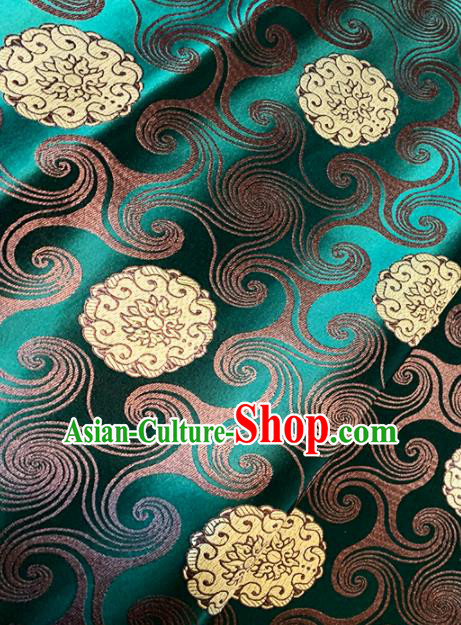 Chinese Classical Lotus Pattern Design Green Brocade Asian Traditional Cheongsam Silk Fabric Tang Suit Fabric Material