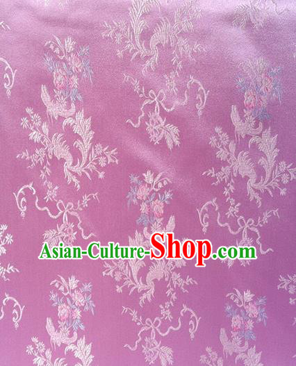 Chinese Classical Ribbon Chrysanthemum Pattern Design Pink Brocade Asian Traditional Hanfu Silk Fabric Tang Suit Fabric Material