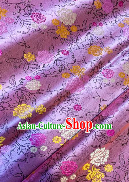 Chinese Classical Peony Pattern Design Pink Brocade Drapery Asian Traditional Cheongsam Silk Fabric Tang Suit Fabric Material