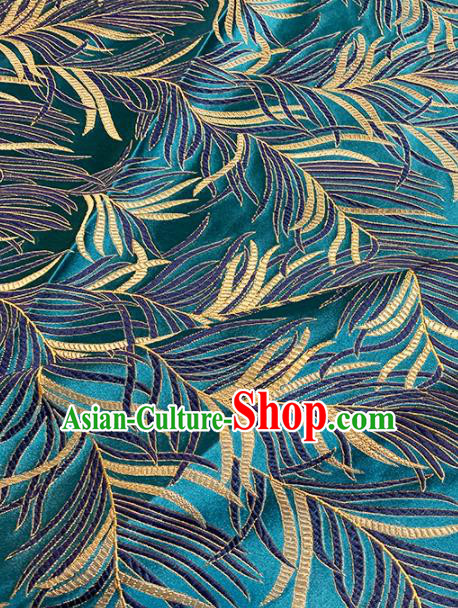 Chinese Classical Willow Pattern Design Blue Brocade Drapery Asian Traditional Cheongsam Silk Fabric Tang Suit Fabric Material