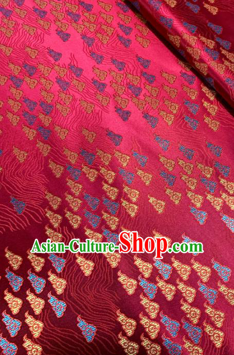 Chinese Classical Auspicious Cloud Pattern Design Purplish Red Brocade Asian Traditional Hanfu Silk Fabric Tang Suit Fabric Material