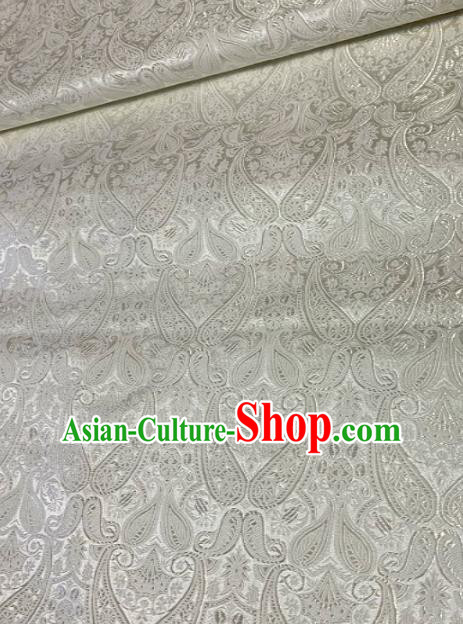 Chinese Classical Satin Loquat Flowers Pattern Design White Brocade Drapery Asian Traditional Tang Suit Silk Fabric Material
