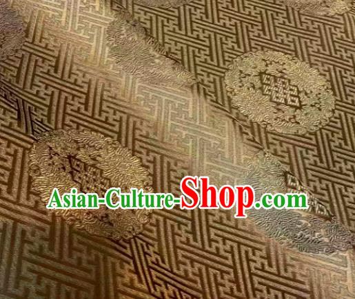 Chinese Classical Bronze Satin Traditional Longevity Chrysanthemum Pattern Design Brocade Drapery Asian Tang Suit Silk Fabric Material