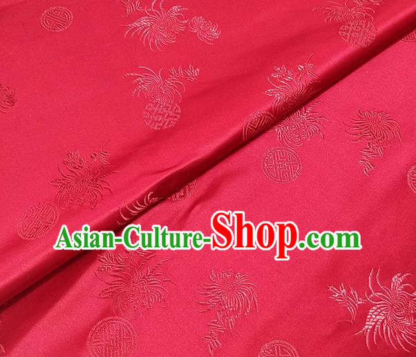 Traditional Chinese Classical Chrysanthemum Pattern Design Fabric Red Brocade Tang Suit Satin Drapery Asian Silk Material