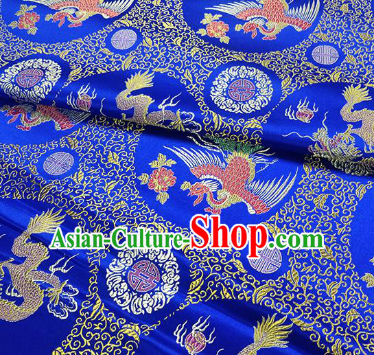 Traditional Chinese Classical Phoenix Pattern Design Fabric Royalblue Brocade Tang Suit Satin Drapery Asian Silk Material