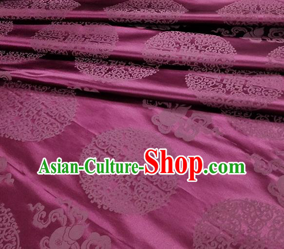 Traditional Chinese Classical Ribbon Cucurbit Pattern Design Fabric Purple Brocade Tang Suit Satin Drapery Asian Silk Material