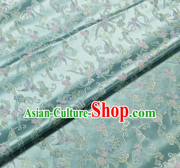 Traditional Chinese Classical Cranes Pattern Design Fabric Light Green Brocade Tang Suit Satin Drapery Asian Silk Material