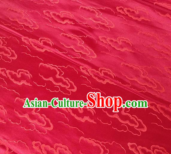 Traditional Chinese Classical Auspicious Clouds Pattern Design Fabric Red Brocade Tang Suit Satin Drapery Asian Silk Material