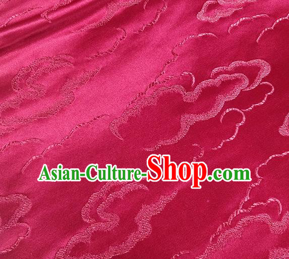 Traditional Chinese Classical Auspicious Clouds Pattern Design Fabric Wine Red Brocade Tang Suit Satin Drapery Asian Silk Material