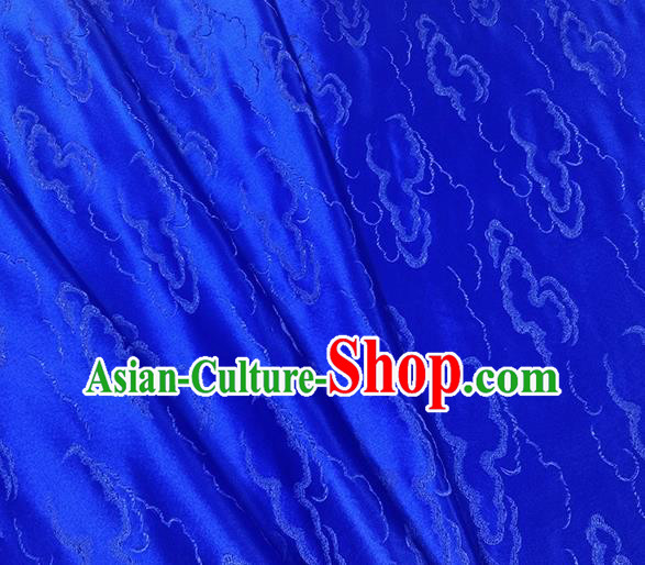 Traditional Chinese Classical Auspicious Clouds Pattern Design Fabric Royalblue Brocade Tang Suit Satin Drapery Asian Silk Material