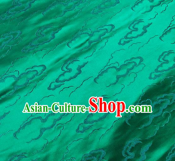 Traditional Chinese Classical Auspicious Clouds Pattern Design Fabric Green Brocade Tang Suit Satin Drapery Asian Silk Material
