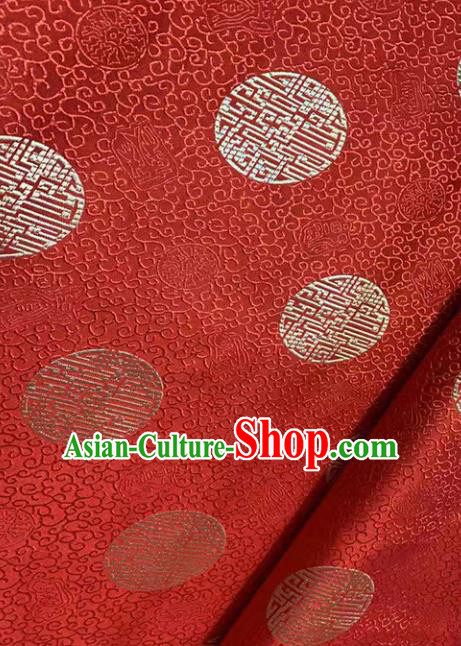 Traditional Chinese Classical Pattern Design Wedding Brocade Red Satin Drapery Asian Tang Suit Silk Fabric Material