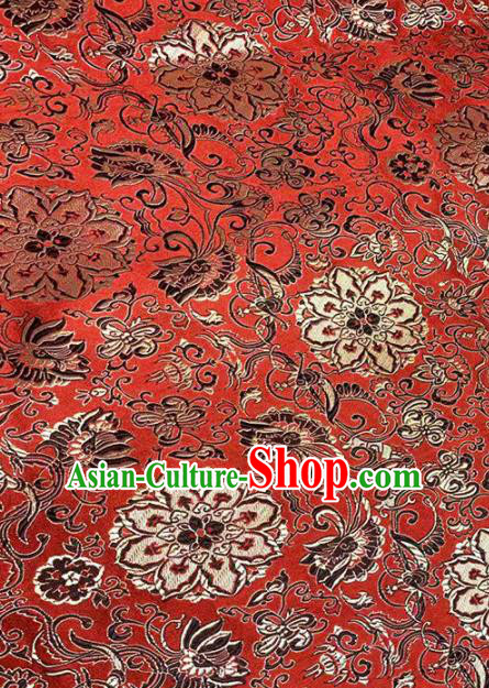 Purplish Red Brocade Traditional Chinese Classical Lotus Pattern Design Satin Drapery Asian Tang Suit Silk Fabric Material