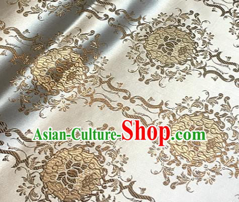 Traditional Chinese Light Golden Brocade Classical Royal Lotus Pattern Design Satin Drapery Asian Tang Suit Silk Fabric Material