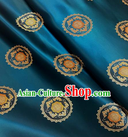 Traditional Chinese Tang Suit Fabric Peacock Blue Brocade Classical Pattern Design Satin Drapery Asian Silk Material