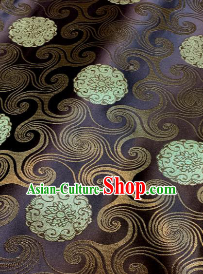 Traditional Chinese Tang Suit Fabric Purple Brocade Classical Lotus Pattern Design Satin Drapery Asian Silk Material