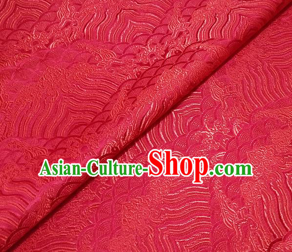 Traditional Chinese Classical Sea Waves Pattern Design Fabric Red Brocade Tang Suit Satin Drapery Asian Silk Material