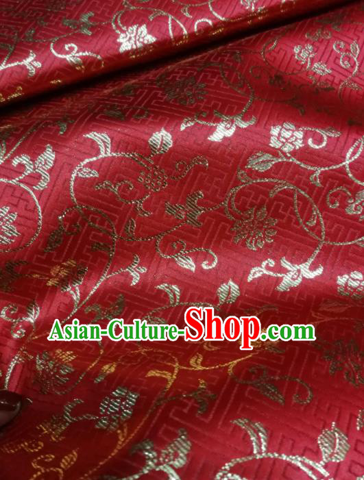 Asian Chinese Classical Timbo Pattern Design Red Brocade Fabric Traditional Tang Suit Satin Drapery Silk Material