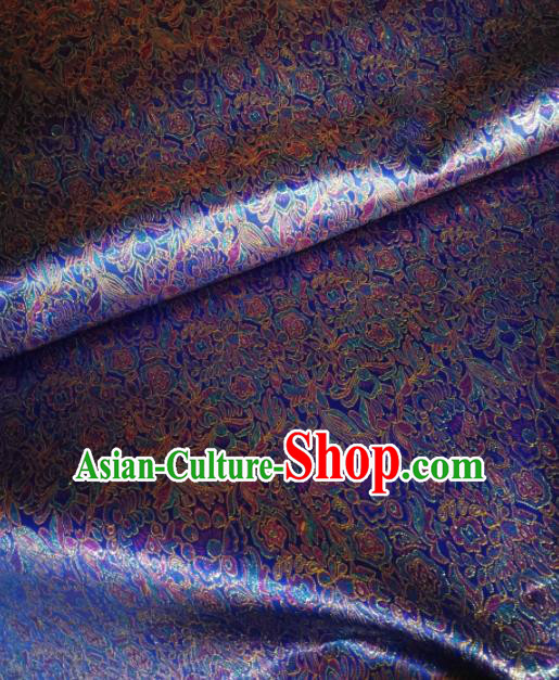 Asian Chinese Classical Royal Pattern Design Violet Brocade Fabric Traditional Tang Suit Satin Drapery Silk Material