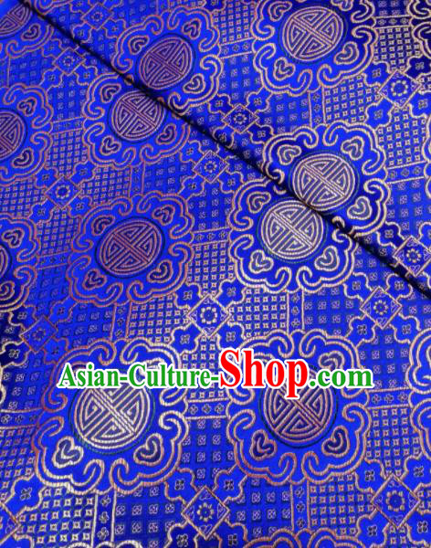 Asian Chinese Royal Pattern Design Royalblue Brocade Fabric Traditional Tang Suit Satin Classical Drapery Silk Material