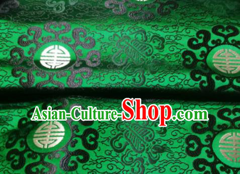 Asian Chinese Royal Pattern Design Deep Green Brocade Mongolian Robe Fabric Traditional Satin Classical Drapery Silk Material