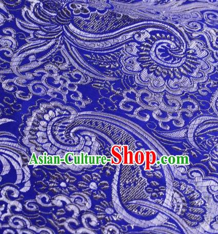 Asian Chinese Fabric Royalblue Satin Classical Pattern Design Brocade Traditional Drapery Silk Material