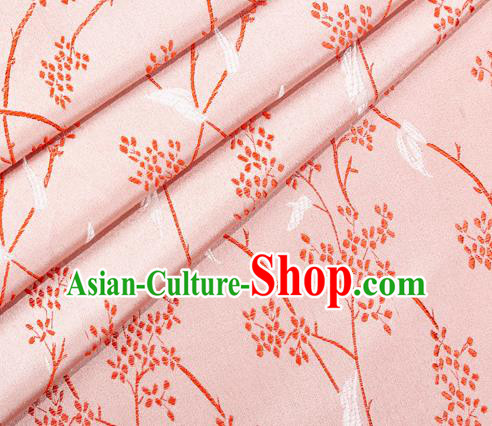 Asian Japanese Kimono Fabric Classical Pattern Design Light Pink Brocade Traditional Drapery Silk Material