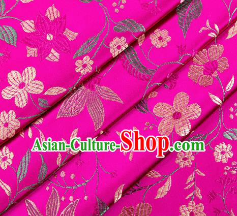Asian Chinese Classical Embroidered Flowers Pattern Design Rosy Satin Fabric Brocade Traditional Drapery Silk Material