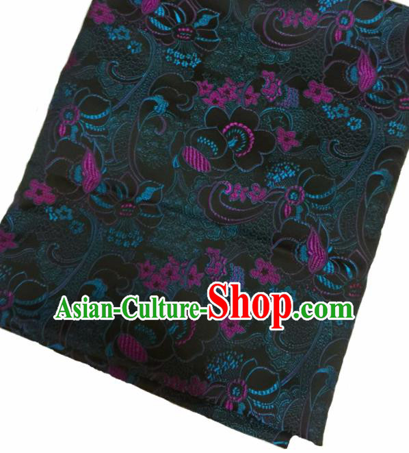 Chinese Classical Fish Lotus Pattern Design Brown Satin Fabric Brocade Asian Traditional Drapery Silk Material