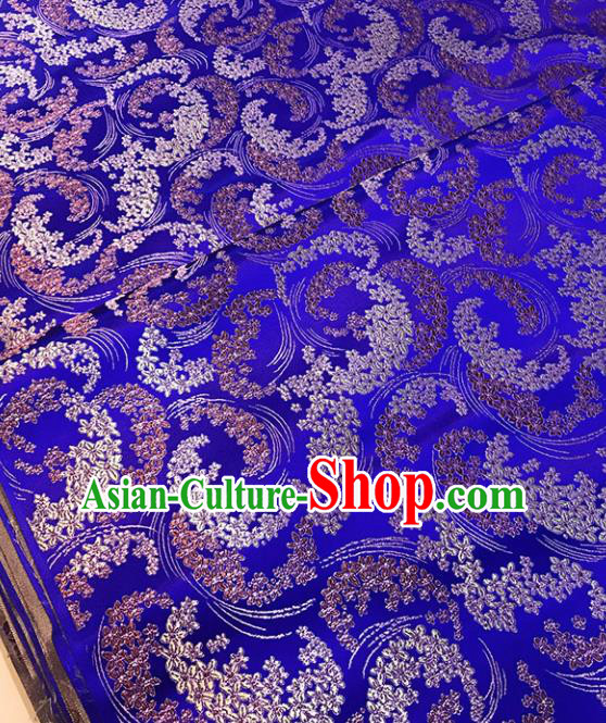 Chinese Tang Suit Royalblue Brocade Classical Wisteria Pattern Design Satin Fabric Asian Traditional Drapery Silk Material