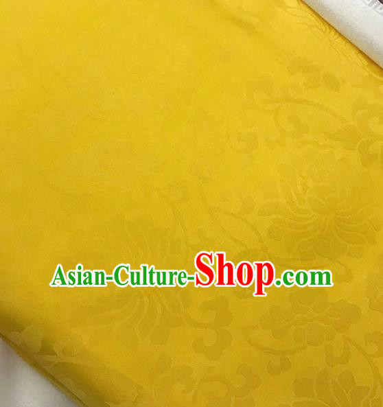 Chinese Tang Suit Yellow Brocade Classical Lotus Pattern Design Satin Fabric Asian Traditional Drapery Silk Material
