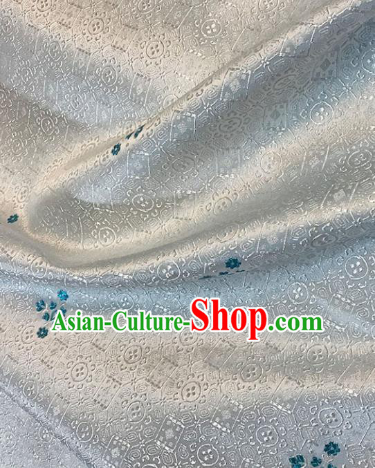 Chinese Tang Suit White Brocade Classical Pattern Design Satin Fabric Asian Traditional Drapery Silk Material