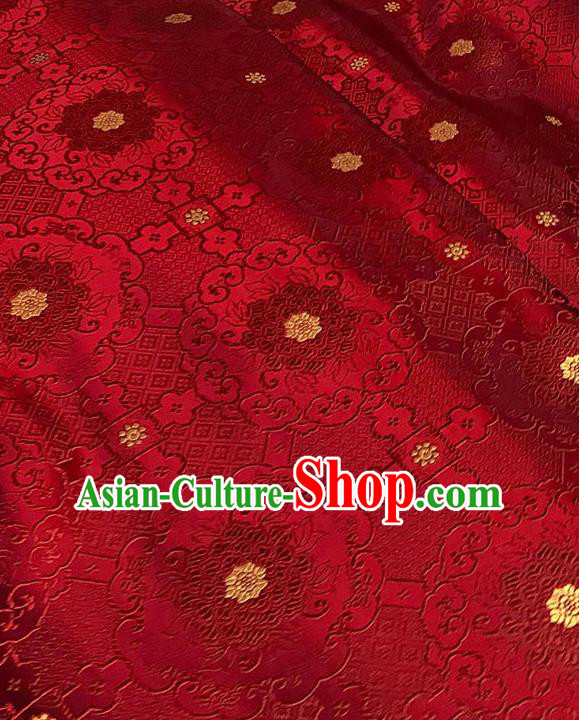 Chinese Tang Suit Purplish Red Brocade Classical Buddhism Lotus Pattern Design Satin Fabric Asian Traditional Drapery Silk Material