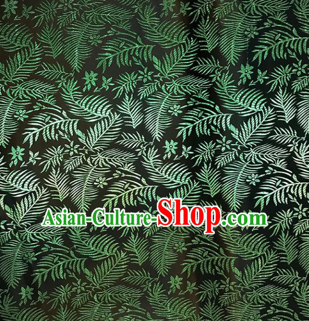 Chinese Hanfu Dress Brocade Classical Green Leaf Pattern Design Satin Fabric Asian Traditional Drapery Silk Material