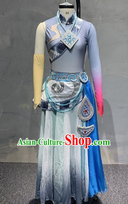 Chinese Traditional Dance Grey Dress Classical Dance Stage Performance Costume for Women