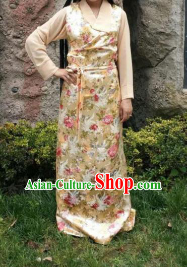 Chinese Traditional Zang Nationality Female Dress Tibetan Dance Ethnic Costume for Women