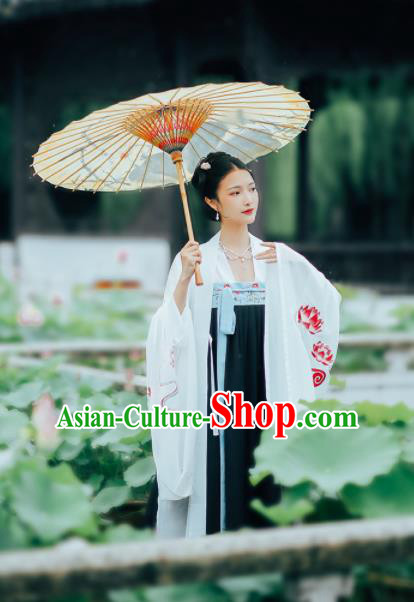 Asian Chinese Ancient Court Peri Embroidered Hanfu Dress Traditional Tang Dynasty Imperial Consort Historical Costume for Women