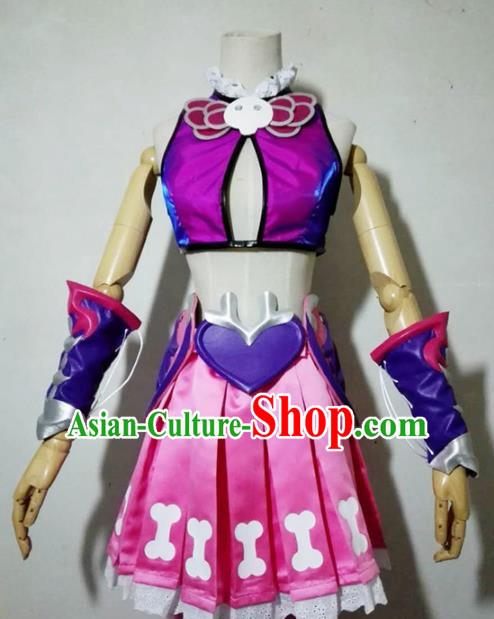 Chinese Traditional Cosplay Knight Costume Ancient Swordsman Rosy Dress for Women