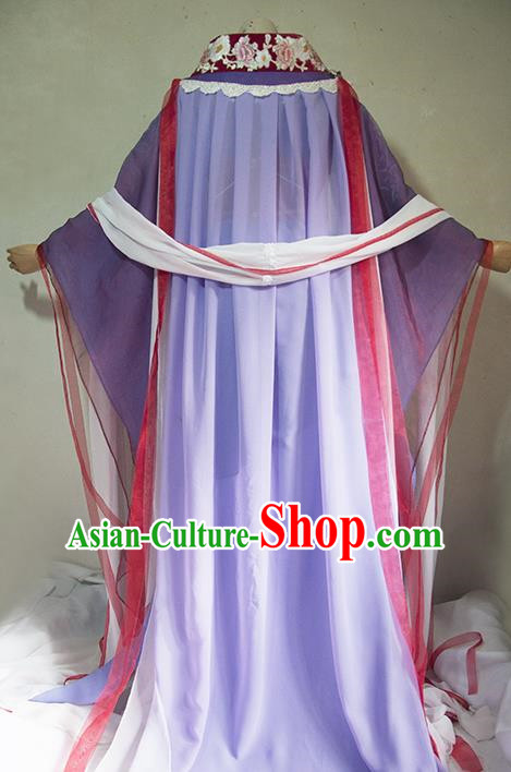 Chinese Traditional Cosplay Queen Purple Costume Ancient Princess Swordsman Dress for Women