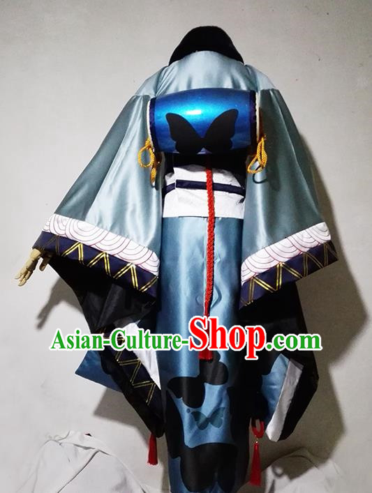 Chinese Traditional Cosplay Female Knight Blue Costume Ancient Swordsman Taoist Nun Dress for Women