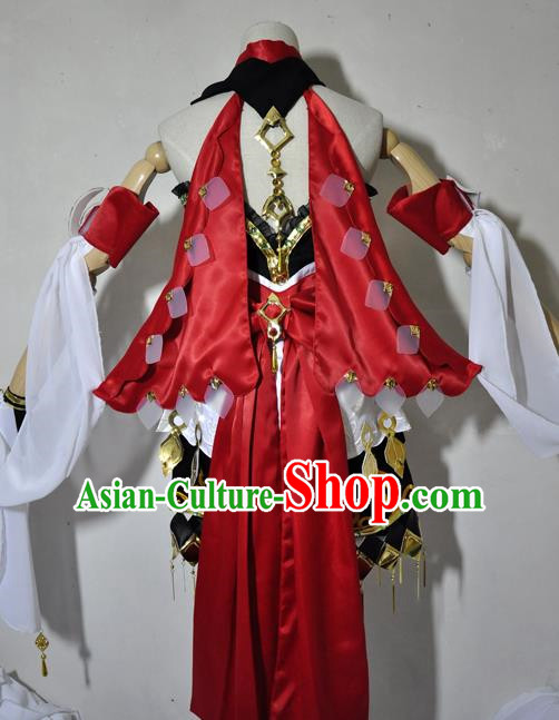Top Grade Cosplay Fairy Witch Costume Ancient Female Swordsman White Short Dress for Women