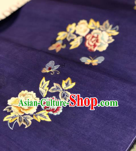 Traditional Chinese Embroidered Peony Purple Silk Fabric Classical Pattern Design Brocade Fabric Asian Satin Material