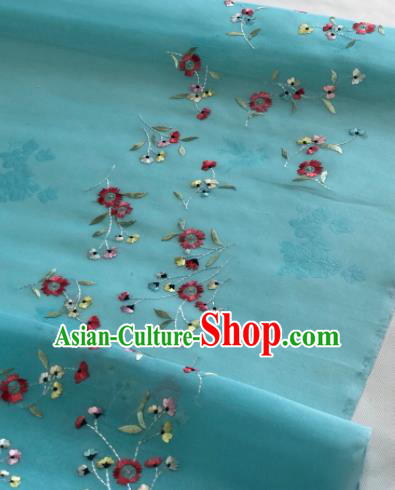 Traditional Chinese Embroidered Flowers Green Silk Fabric Classical Pattern Design Brocade Fabric Asian Satin Material