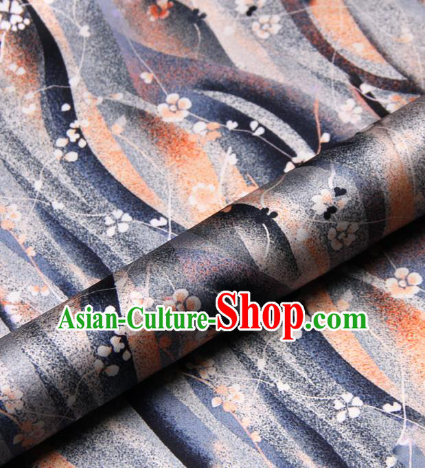 Chinese Traditional Classical Plum Pattern Purple Brocade Damask Asian Satin Drapery Silk Fabric