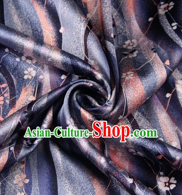 Chinese Traditional Classical Plum Pattern Purple Brocade Damask Asian Satin Drapery Silk Fabric