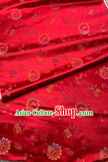 Traditional Chinese Red Satin Classical Chrysanthemum Pattern Design Brocade Fabric Asian Silk Fabric Material