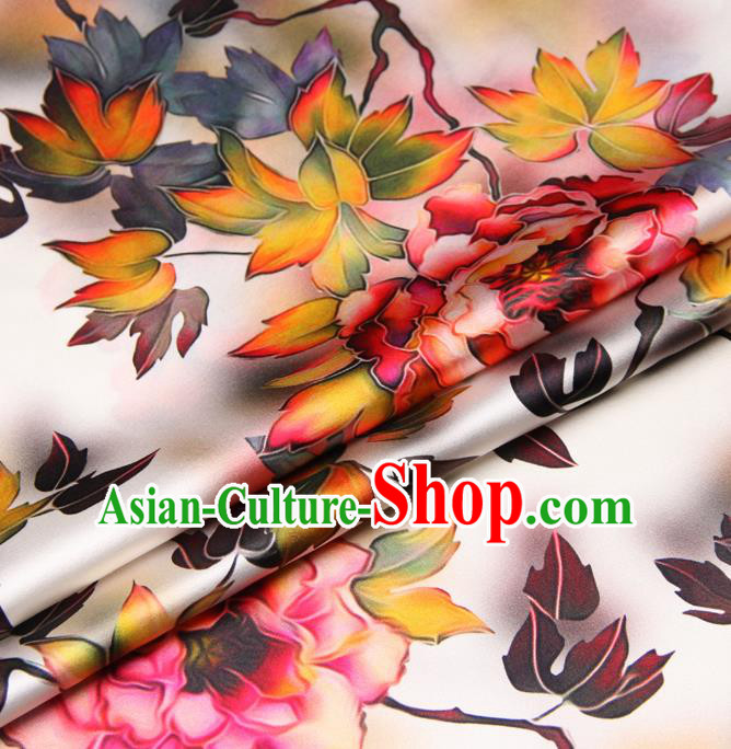 Chinese Traditional Classical Peony Pattern Brocade Damask Asian Satin Drapery Silk Fabric