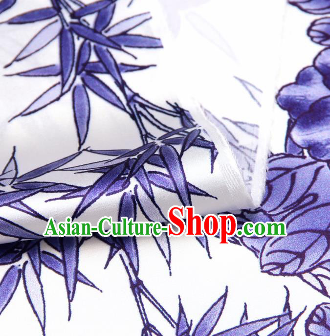 Chinese Traditional Classical Purple Bamboo Pattern Brocade Damask Asian Satin Drapery Silk Fabric